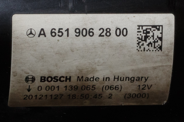 Starter diesel til Mercedes E-Klasse 2009-2013 (Fase 1) (W212) (W212) (BOSCH|0 001 139 065|A 651 906 28 00|)