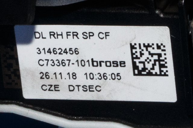 Låsekasse høyre foran til Volvo V90 / V90 CC / S90 2016-->>  (VOLVO|31462456|)