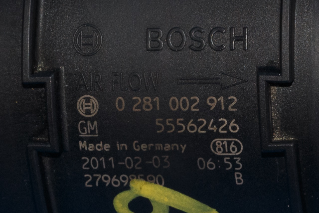 Luftmengde/luftmassemåler til Opel Insignia A 2009-2014  (BOSCH|0 281 002 912|55 562 426|)