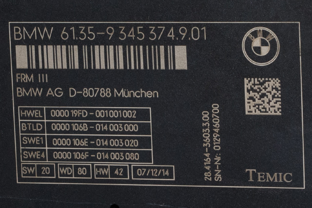 Styreenhet diverse til BMW 5-Serie 2010-2017 (F10/F11) (F10/F11) (BMW|61.35-9 345 374|)