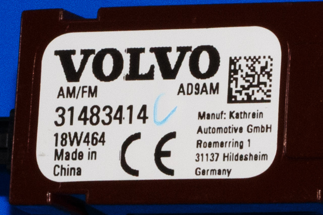 Antenne forsterker til Volvo V90 / V90 CC / S90 2016-->> (VOLVO|31483414|)