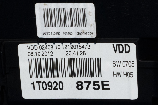Instrumentpanel til VW Touran 2010-2015 (Type I, Fase 3) (VAG|1T0 920 875 E|)