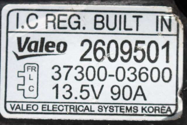 Dynamo til Hyundai i20 2009-2014 (Type I)  (VALEO|2609501|37300-03600. 13.5 VOLT  - 90 AMP|)