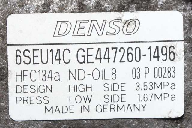 Aircondition kompressor til Toyota Avensis 2009-2015 (Type III, Fase 1)  (DENSO|447260-1496|)