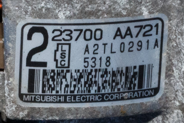 Dynamo til Subaru XV 2012-2017 (Type I)  (MITSUBISHI|A2TL0291A|23700-AA721. 14 VOLT - 110 AMP|)