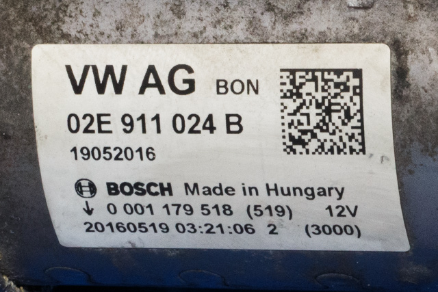 Starter til Škoda Octavia 2013-2016 (Type III, Fase 1)  (BOSCH|0 001 179 518|02E 911 024 B|)