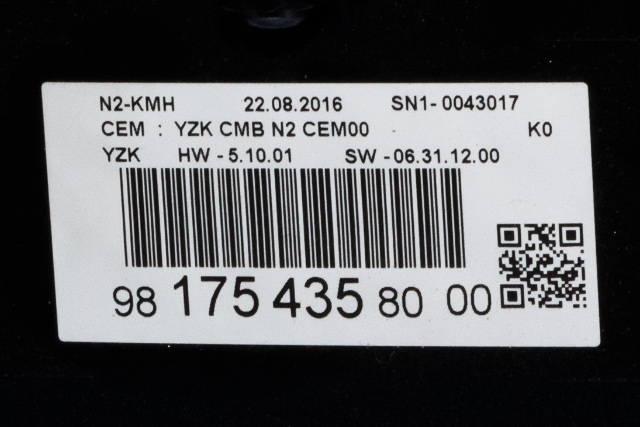 Instrumentpanel til Toyota Proace 2016-->> (Type II) (PSA|98 175435 80-00|)