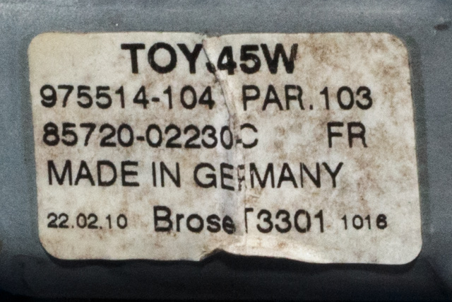 Ruteheis venstre foran til Toyota Auris 2010-2012 (Type I, Fase 2)  (DENSO|975514-104|85720-02230-C|)