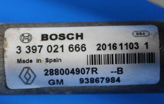 Viskermotor frontrute komplett m/overføring til Opel Vivaro B 2014-2019  (BOSCH|0 390 243 508|)
