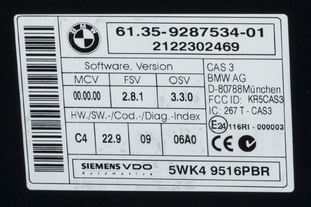 Styreenhet diverse til BMW X1 2009-2015 (E84) (E84) (BMW|61.35-9 287 534|)