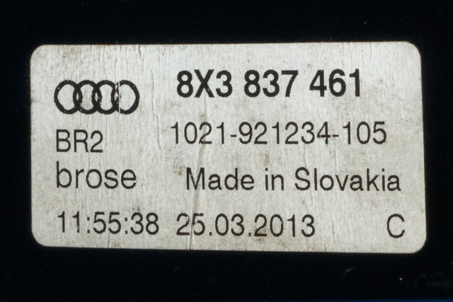 Ruteheis venstre til Audi A1 2010-2014 (Type I, Fase 1)  (VAG|8X3 837 461|8K0 959 801 C|)
