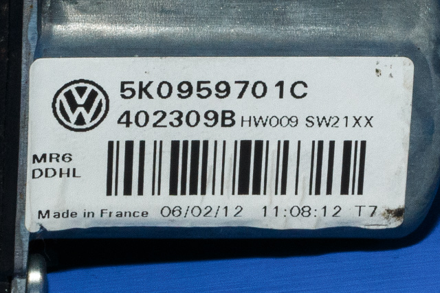 Ruteheis, kun motor, venstre foran til VW Golf VI 2008-2012  (VAG|5K0 959 701 C|)