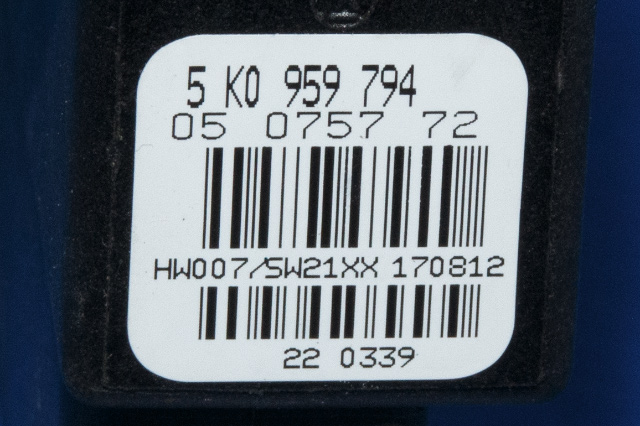 Ruteheis, kun motor, høyre bak til VW Touran 2010-2015 (Type I, Fase 3)  (VAG|5K0 959 704 A|)