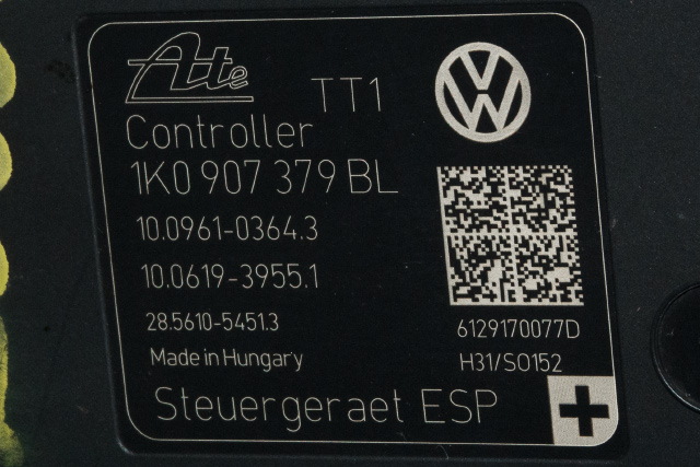 ABS sentral til VW Touran 2010-2015 (Type I, Fase 3)  (VAG|1K0 614 517 DP|1K0 907 379 BL|)