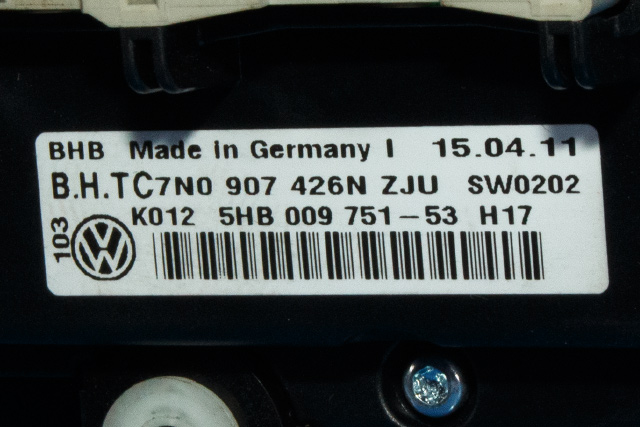 Varmeapparat betjening til VW Caddy 2010-2015 (Type III, Fase 2)  (HELLA|5HB 009 751-53|7N0 907 426 N|)
