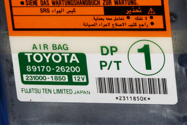 Styreenhet airbag hovedsensor til Toyota Hiace 2007-2012 (Fase 3) (FUJITSU|231000-1850|89170-26200|)