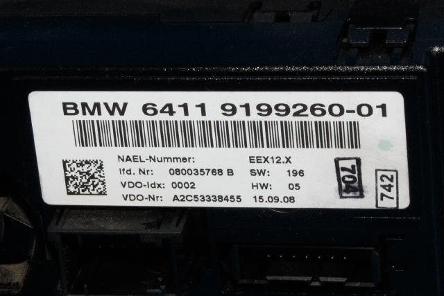 Varmeapparat betjening til BMW 3-Serie 2005-2011 (E90/E91/E92/E93) (E90/E91/E92/E93) (VDO|A2C53338455|64.11-9 199 260|)