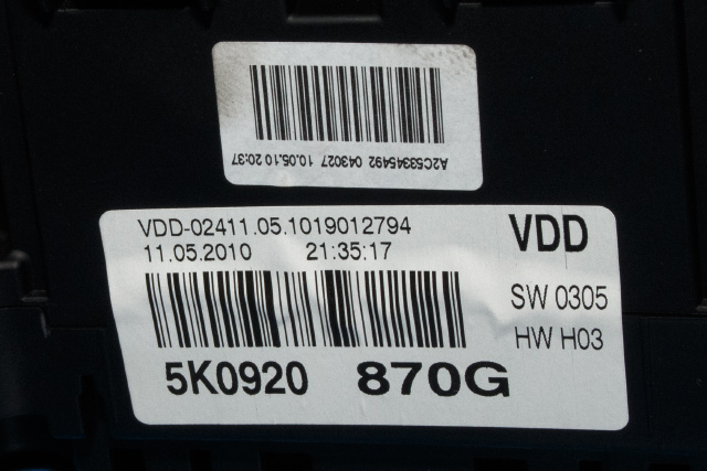 Instrumentpanel til VW Golf VI 2008-2012  (VAG|5K0 920 870 G|)