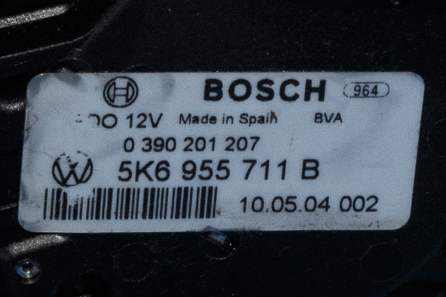 Viskermotor bakrute til VW Golf VI 2008-2012  (BOSCH|0 390 201 207|5K6 955 711 B|)