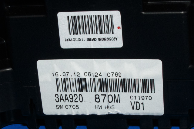 Instrumentpanel til VW Passat 2011-2015 (B7) (B7) (VAG|3AA 920 870 M|)