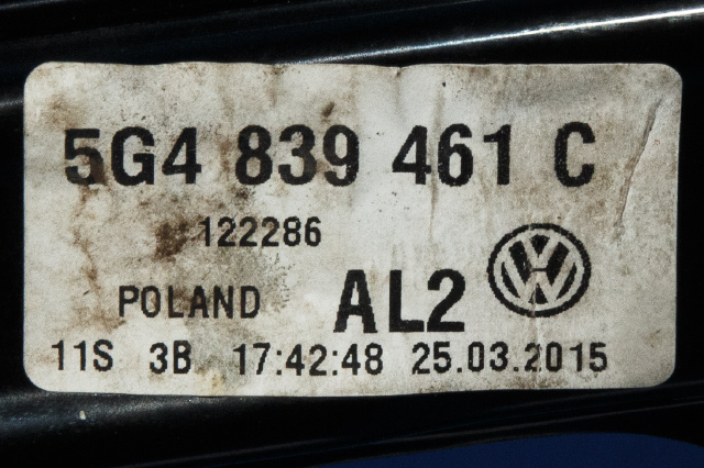 Ruteheis venstre bak til VW Golf VII 2012-2017 (Fase 1)  (VAG|5G4 839 461 C|)