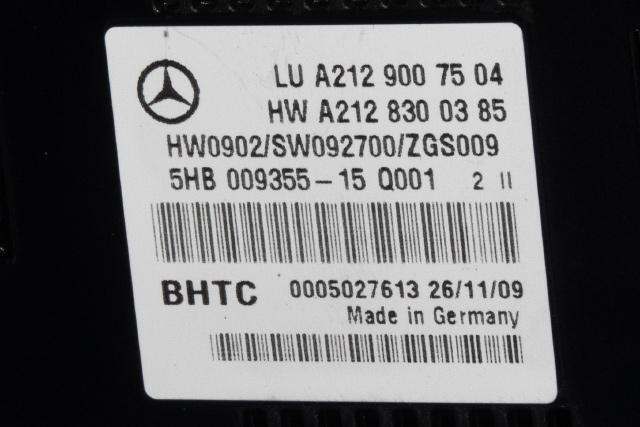 Varmeapparat betjening til Mercedes E-Klasse 2009-2013 (Fase 1) (W212) (W212) (MERCEDES|A 212 900 75 04|)