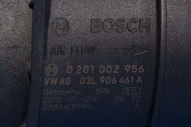 Luftmengde/luftmassemåler til Audi A6 2011-2014 (Type IV, Fase 1) (C7) (C7) (BOSCH|0 281 002 956|03L 906 461 A|)
