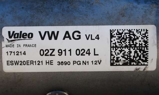 Starter diesel til Škoda Octavia 2013-2016 (Type III, Fase 1)  (VALEO|ESW20ER121|02Z 911 024 L|)
