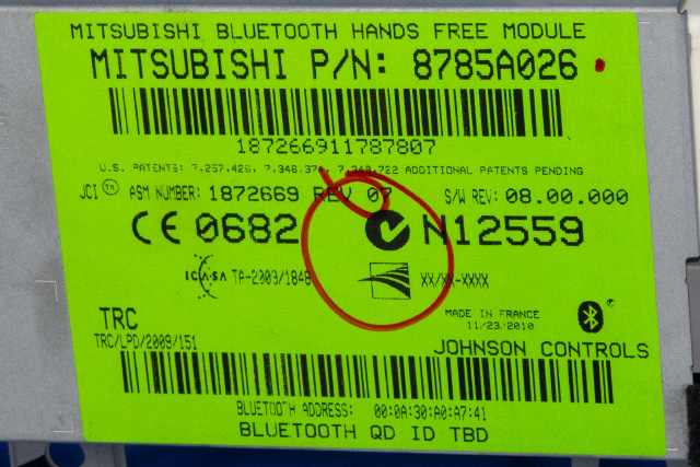 Styreenhet bluetooth til Mitsubishi Outlander 2010-2012 (Type II, Fase 2) (MITSUBISHI|8785A026|)