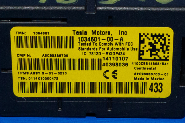 Sensor dekktrykk til Tesla Model S 2013-2016 (Fase 1) (TESLA|1034601-00-A|)