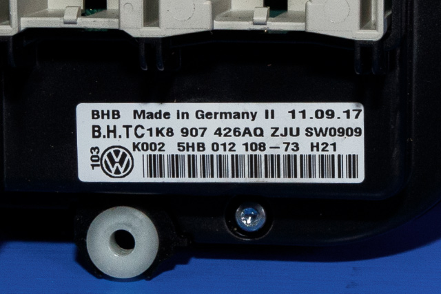 Varmeapparat betjening til VW Caddy 2015-2020 (Type III, Fase 3) (HELLA|5HB 012 108-73|1K8 907 426 AQ|)