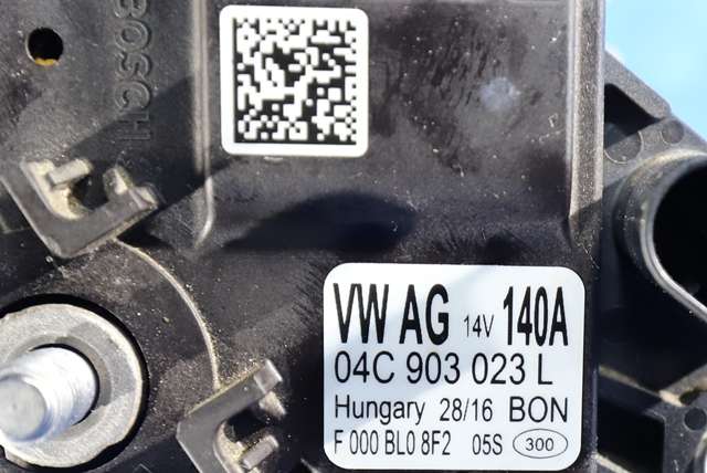 Dynamo til VW Caddy 2015-2020 (Type III, Fase 3)  (BOSCH|F 000 BL0 8F2|04C 903 023 L. 14 VOLT - 140 AMP|)