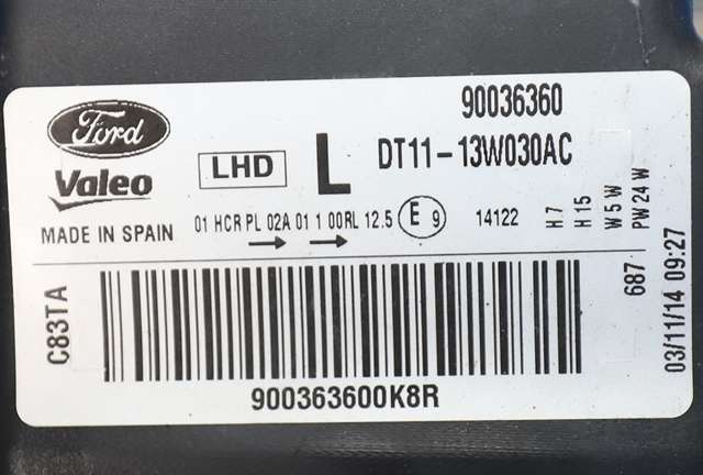 Frontlykt venstre halogen til Ford Transit Connect 2013-2018 Type II, Fase 1  (FORD|DT11-13W030-AC|)