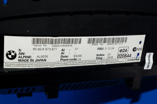 Bilstereo navigasjon skjerm til BMW 3-Serie 2005-2011 (E90/E91/E92/E93) (E90/E91/E92/E93) (BMW|65.82-6 973 671|)