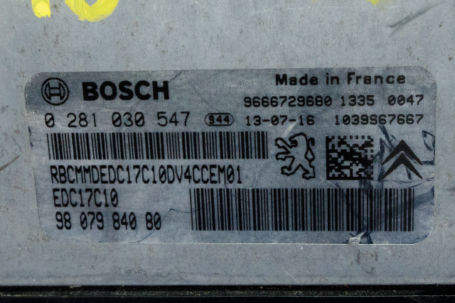 Styreenhet motor til Citroën C3 2010-2016 (Type II)  (BOSCH|0 281 030 547|98 079840 80|)