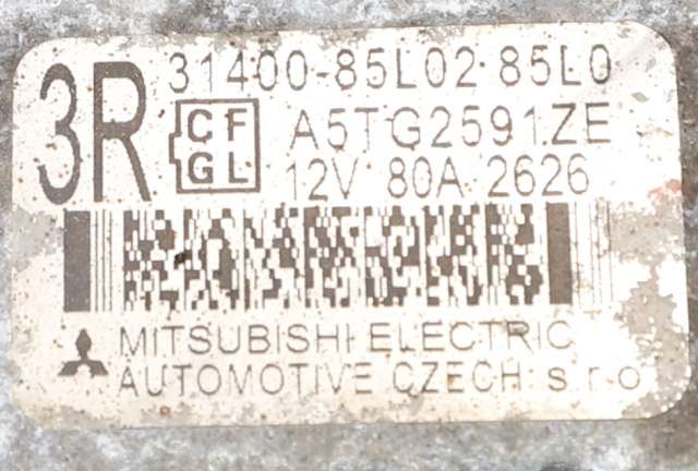 Dynamo til Suzuki Swift 2011-2017  (MITSUBISHI|A5TG2591ZE|31400-85L02. 12 VOLT - 80 AMP|)