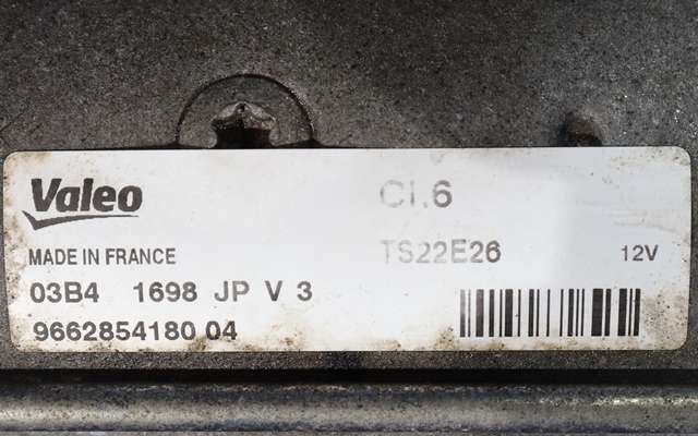 Starter diesel til Peugeot Partner 2008-2015 (Type II, Fase 1)  (VALEO|TS22E26|96 628541 80|)