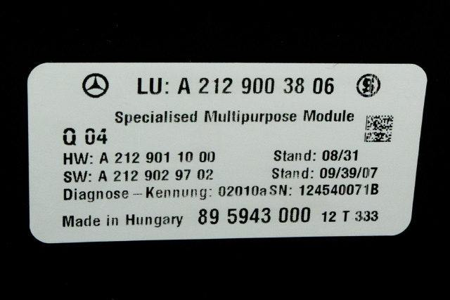 Styreenhet diverse til Mercedes E-Klasse 2009-2013 (Fase 1) (W212) (W212) (MERCEDES|A 212 900 38 06|)