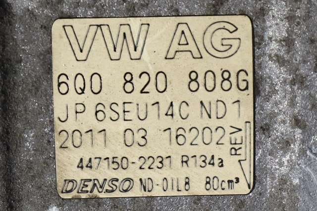 Aircondition kompressor til VW Polo 2009-2014 (Type V, Fase 1)  (DENSO|447150-2231|6Q0 820 808 G|)