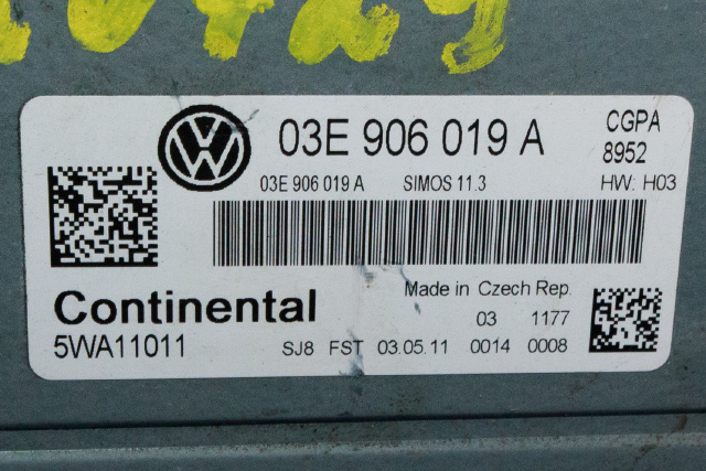 Styreenhet motor til VW Polo 2009-2014 (Type V, Fase 1)  (CONTINENTL|5QA1 1011|03E 906 019 A|)