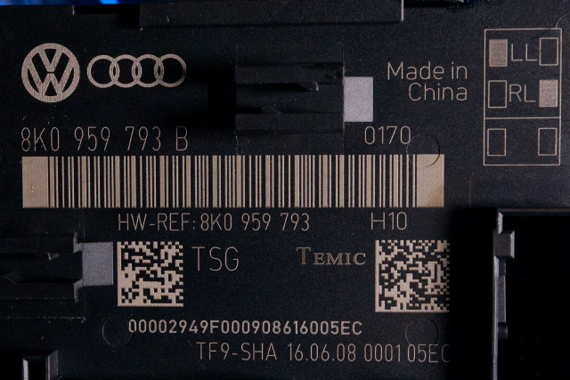 Styreenhet dør venstre foran til Audi A4 2007-2014 (Type IV) (B8) (B8) (VAG|8K0 959 793 B|)