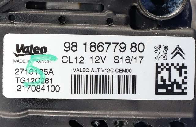 Dynamo til Peugeot 2008 2013-2019 (Type I)  (VALEO|TG12C261|98 186779 80. 12 VOLT - CL12|)