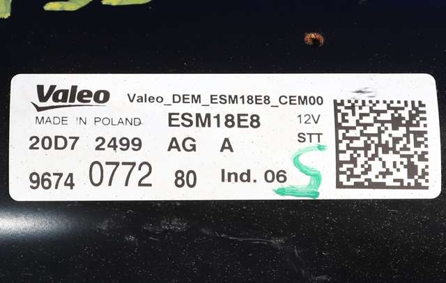 Starter til Peugeot 2008 2013-2019 (Type I)  (VALEO|ESM18E8|96 740772 80|)