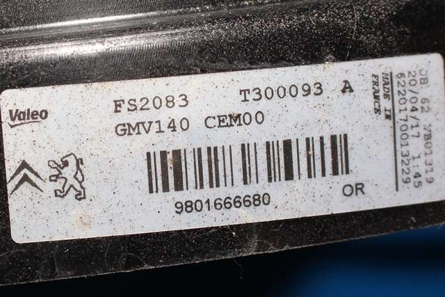 Kjølevifte til Peugeot 2008 2013-2019 (Type I) (VALEO|T300093 A|98 016666 80|)