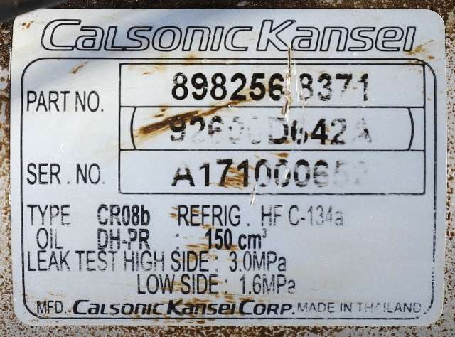 Aircondition kompressor til Isuzu D-Max 2017-2020 (Type II, Fase 2)  (CALSONIC|92600-D642A|8982568371|)