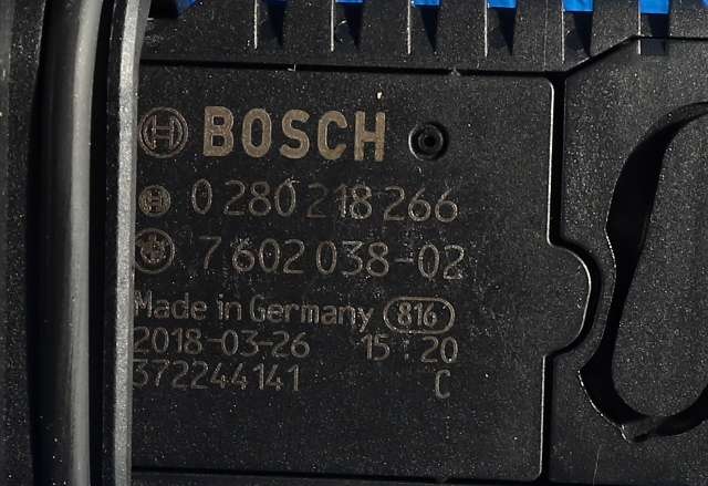 Luftmengde/luftmassemåler til BMW 2-Serie, Active/Gran Tourer 2014-->> (F45/F46) (F45/F46) (BOSCH|0 280 218 266|7 602 038|)