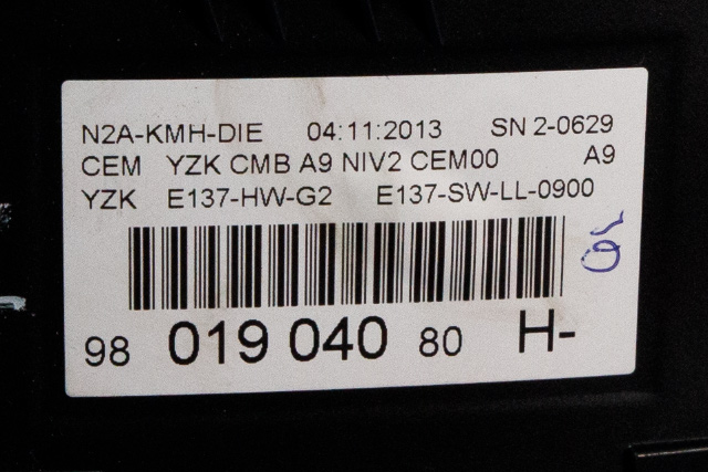 Instrumentpanel til Peugeot 208 2012-2019 (Type I)  (PEUGEOT|98 019040 80|)