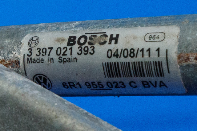 Viskermotor frontrute komplett m/overføring til VW Polo 2009-2014 (Type V, Fase 1)  (BOSCH|3 397 021 393|6R1 955 023 C|)