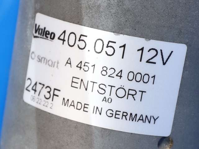 Viskermotor frontrute komplett m/overføring til Smart Fortwo 2007-2014 (Type II) (W451) (W451) (VALEO|405.051|A 451 824 00 01|)