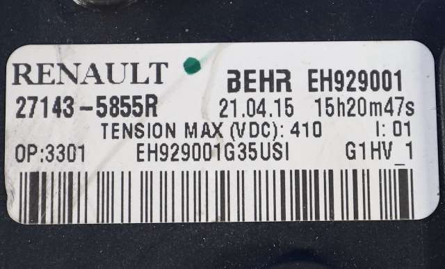Varmeapparat PTC-heater til Renault Zoe 2013-2019 (Fase 1)  (RENAULT|2714 35855R|)